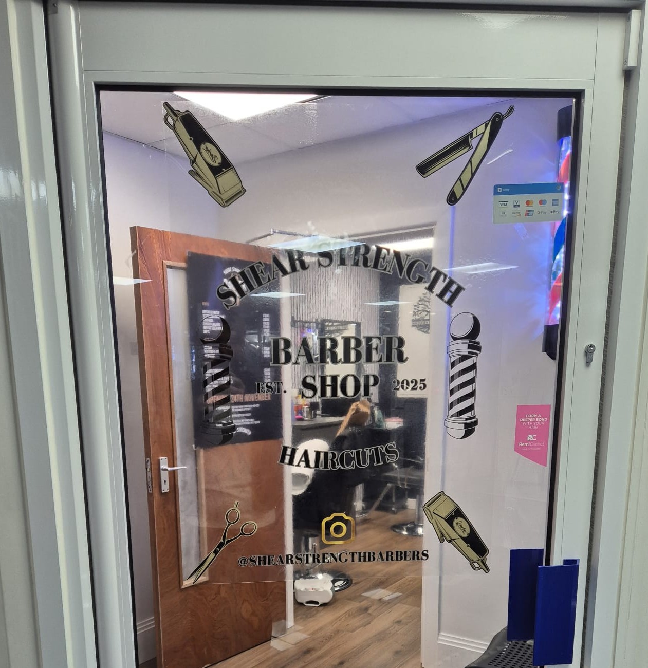Shear Strength Barbers A1 Size Window Cling
