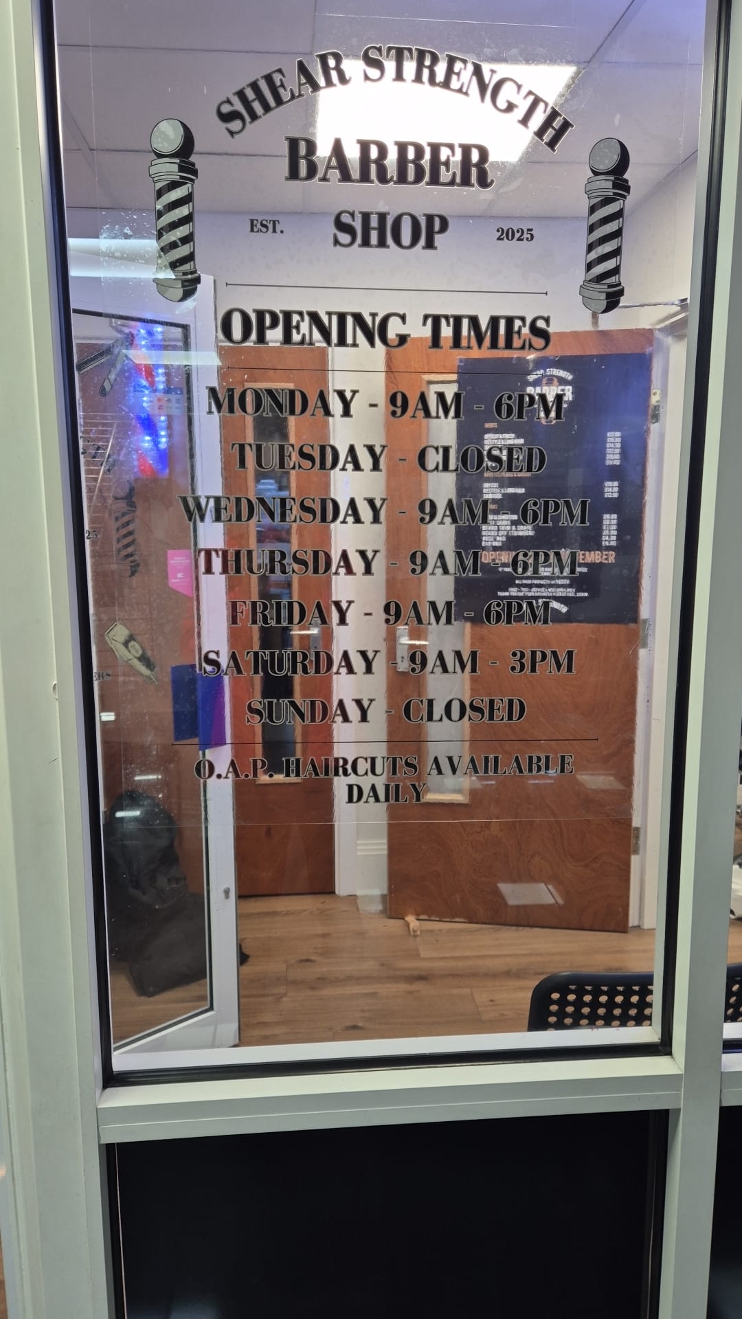 Shear Strength Barbers A1 Size Window Cling