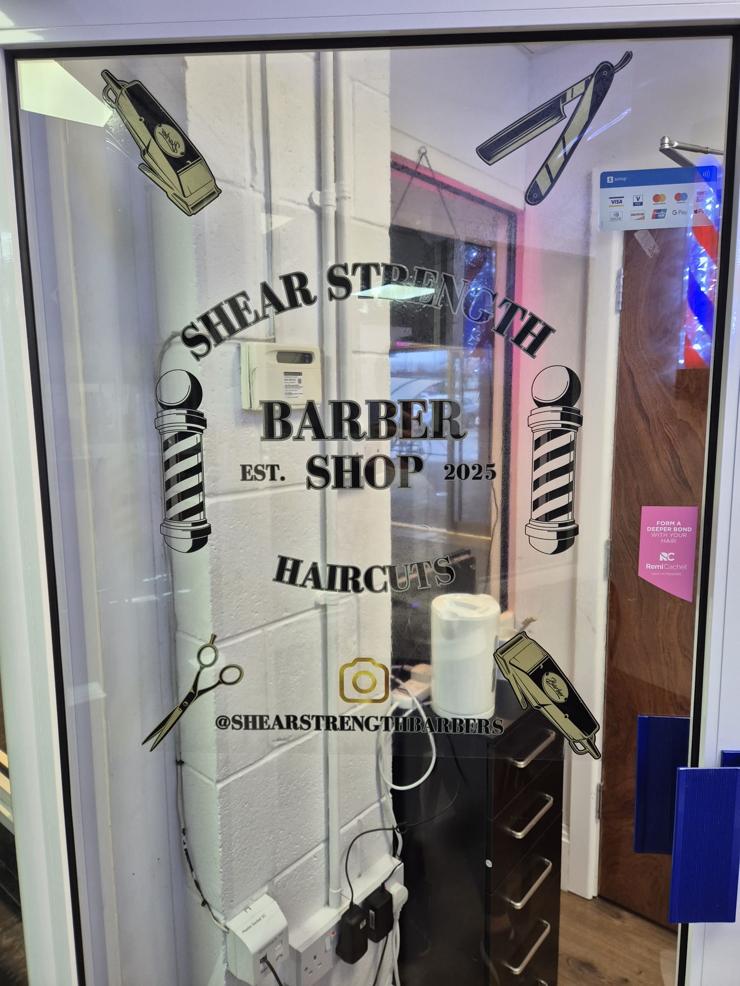Shear Strength Barbers A1 Size Window Cling