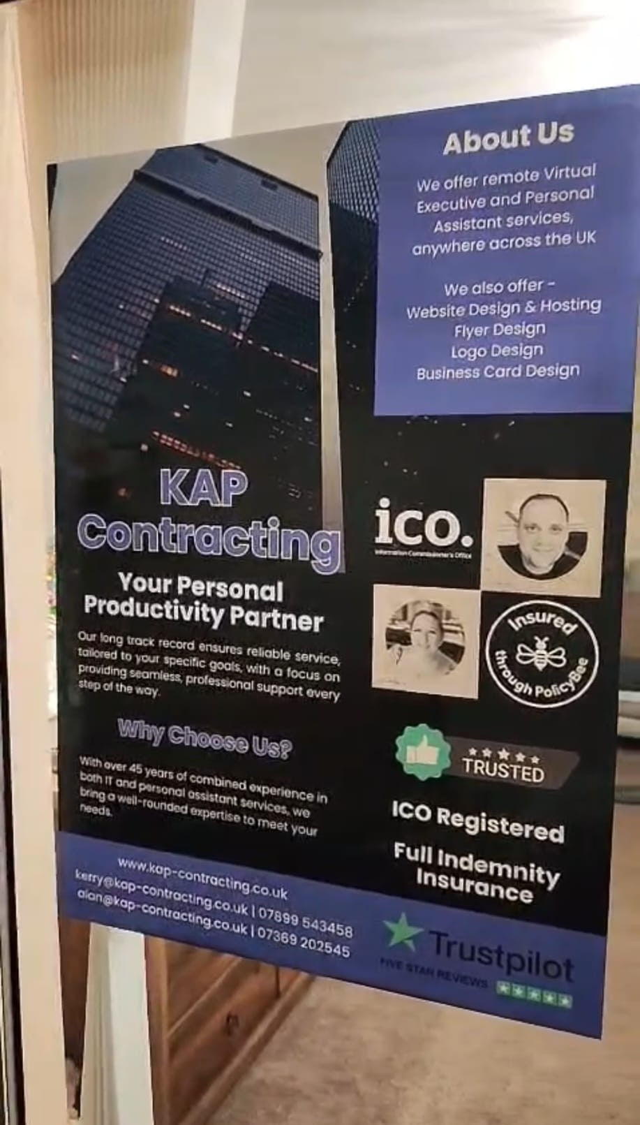 KAP Contracting A1 Window Cling