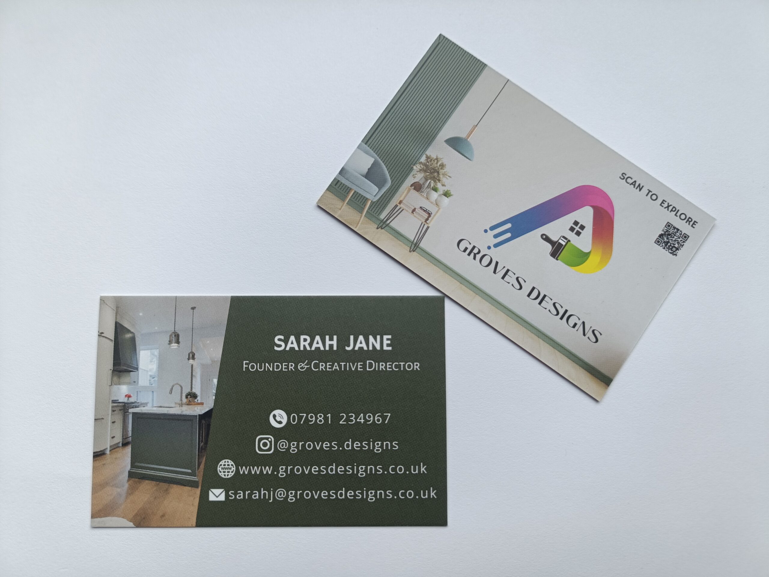 Business Card Design Portfolio | Kap Contracting Groves Designs business card both
