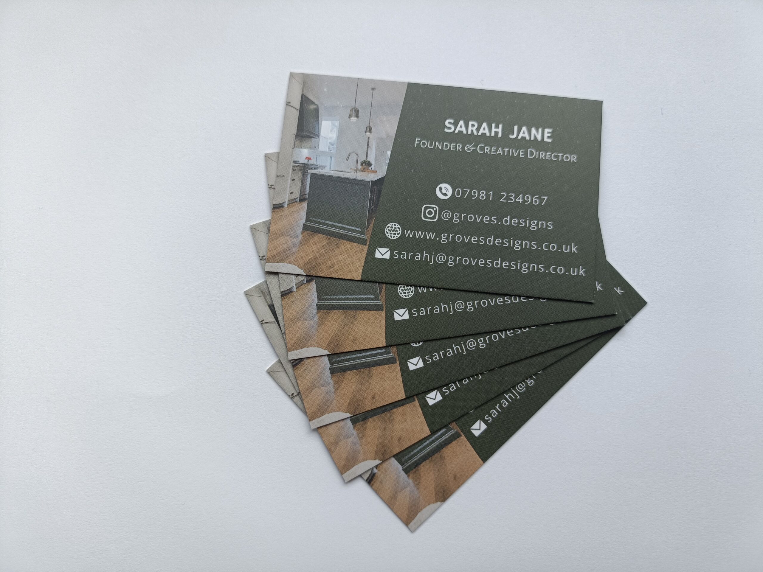 Business Card Design Portfolio | Kap Contracting Groves Designs business card front